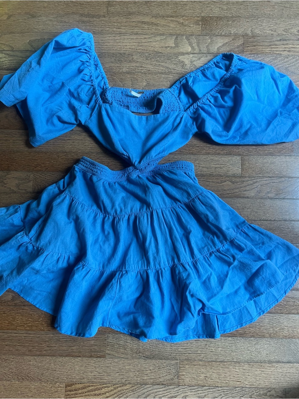 Free People women’s   Blue Puff-Sleeve Dress